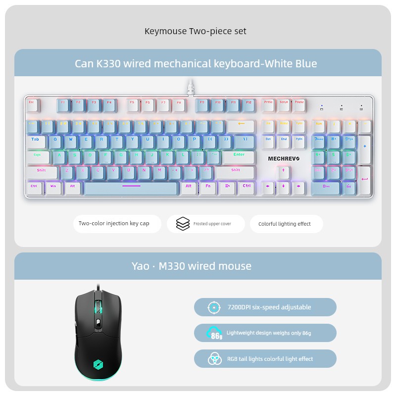 MECHREVO Yao Series Wired Alternate Action Or Ergonamic Mechanical Keyboard