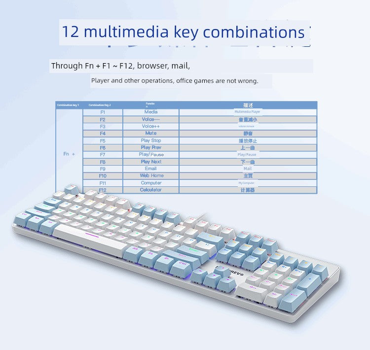 MECHREVO Yao Series Wired Alternate Action Or Ergonamic Mechanical Keyboard