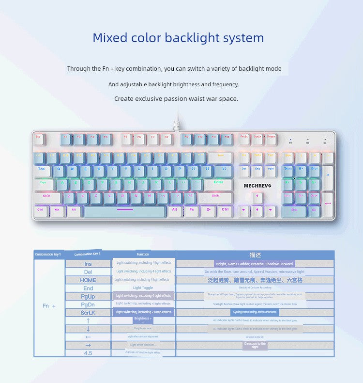 MECHREVO Yao Series Wired Alternate Action Or Ergonamic Mechanical Keyboard