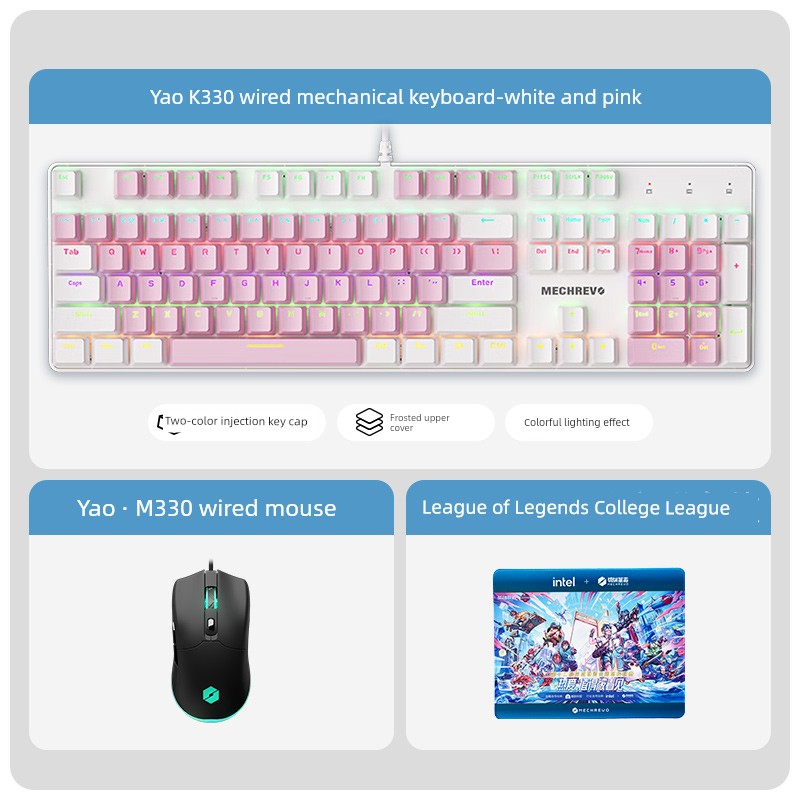 MECHREVO Yao Series Wired Alternate Action Or Ergonamic Mechanical Keyboard