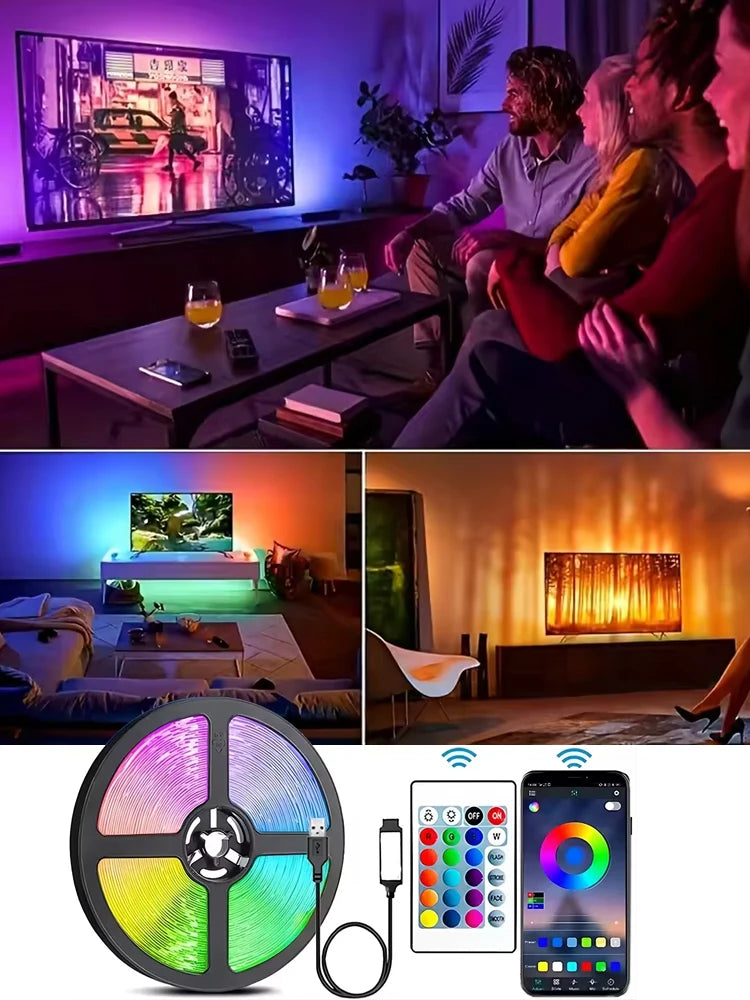 Led Strip Lights Bluetooth Control RGB LED Lights for TV USB 5V Led Tape for TV Backlight Room Party Decoration Party Wedding