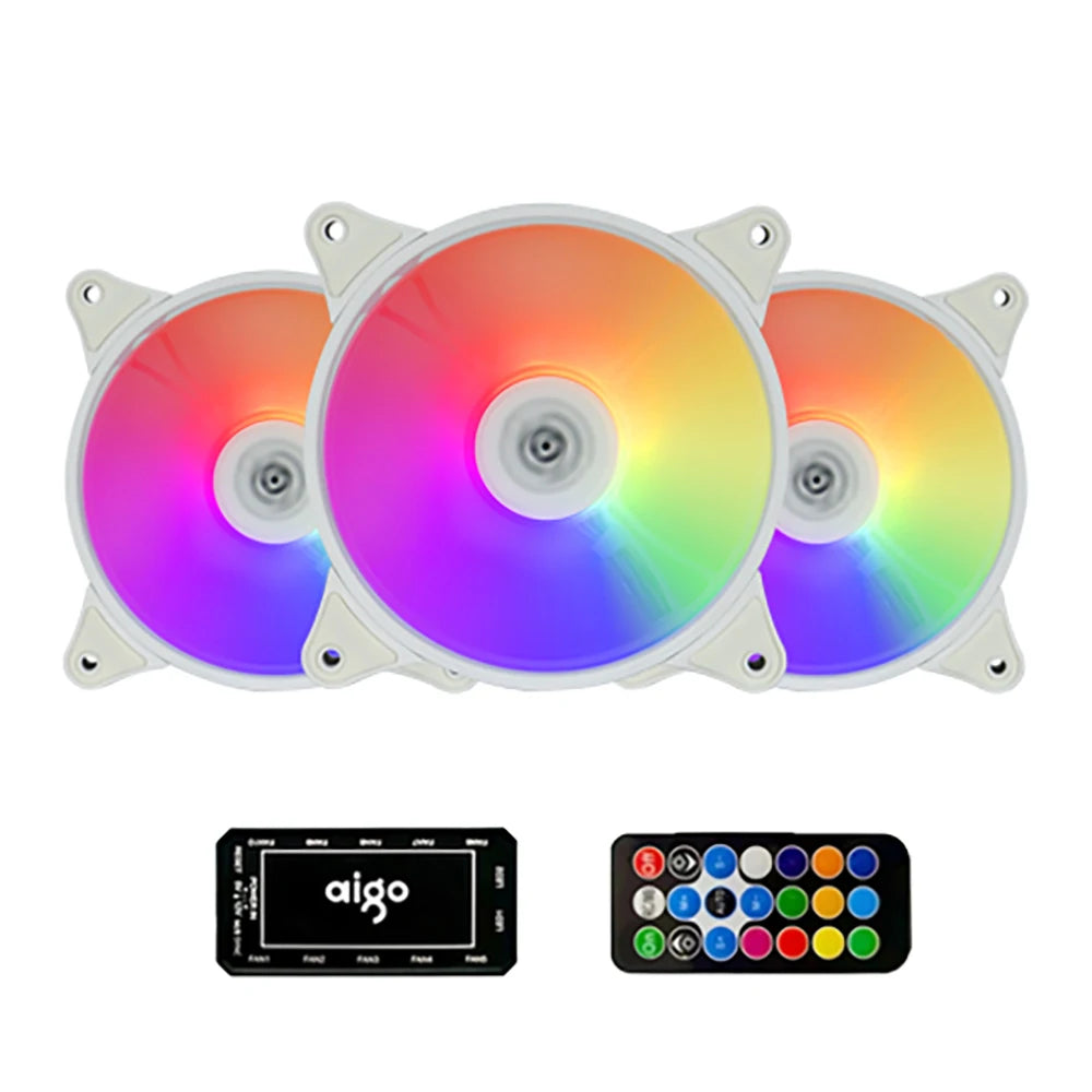 Aigo AR12 White 120mm PC Computer Case Fan Cooling Cooler 6PIN Adjustable RGB Led 12cm Mute Ventilador Adjust Speed 5V ARGB Fans