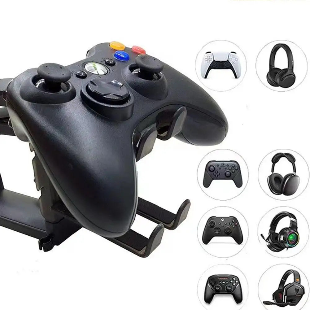 Under Desk Hook For PS5 Game Controller & Headphone Holder Headset Hanger 360 Rotating Arm Clamp Headphone Stand