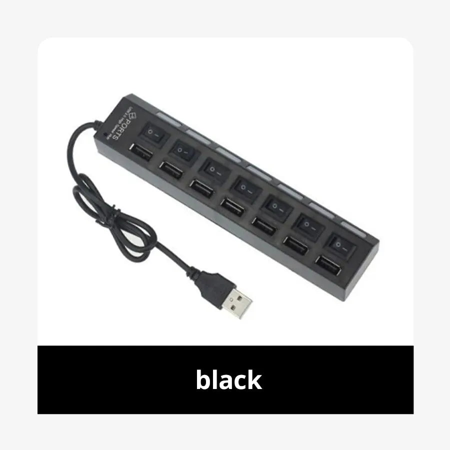 Switch Extension Hub 7-port USB2.0 Hub Computer USB Extension Hub One Drag Seven USB2.0 Splitter PC Laptop Desktop