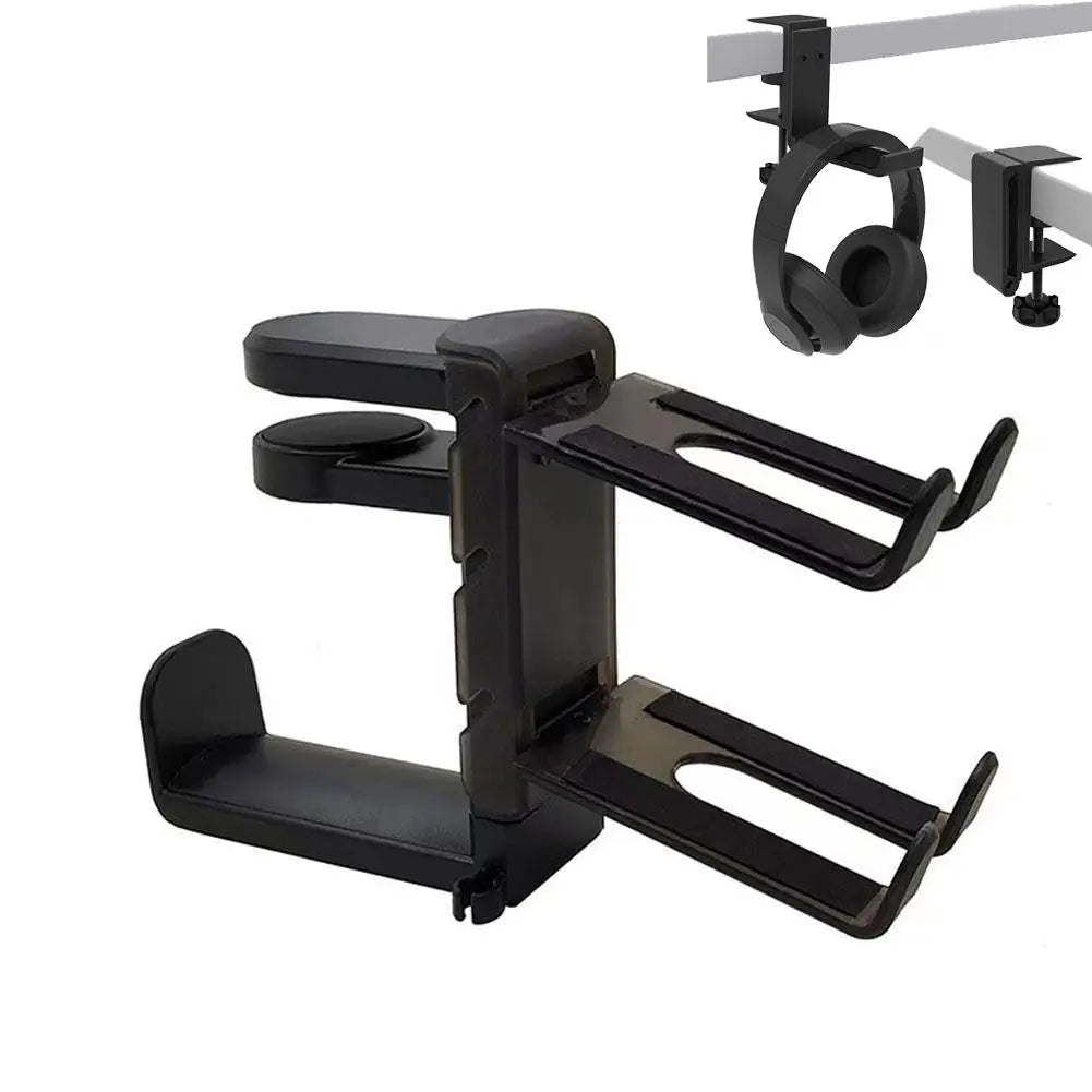 Under Desk Hook For PS5 Game Controller & Headphone Holder Headset Hanger 360 Rotating Arm Clamp Headphone Stand