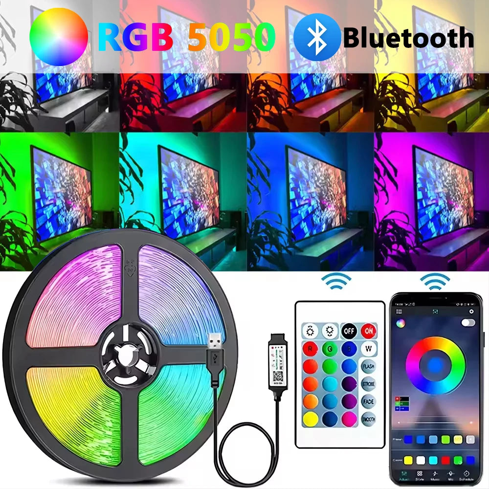 Led Strip Lights Bluetooth Control RGB LED Lights for TV USB 5V Led Tape for TV Backlight Room Party Decoration Party Wedding