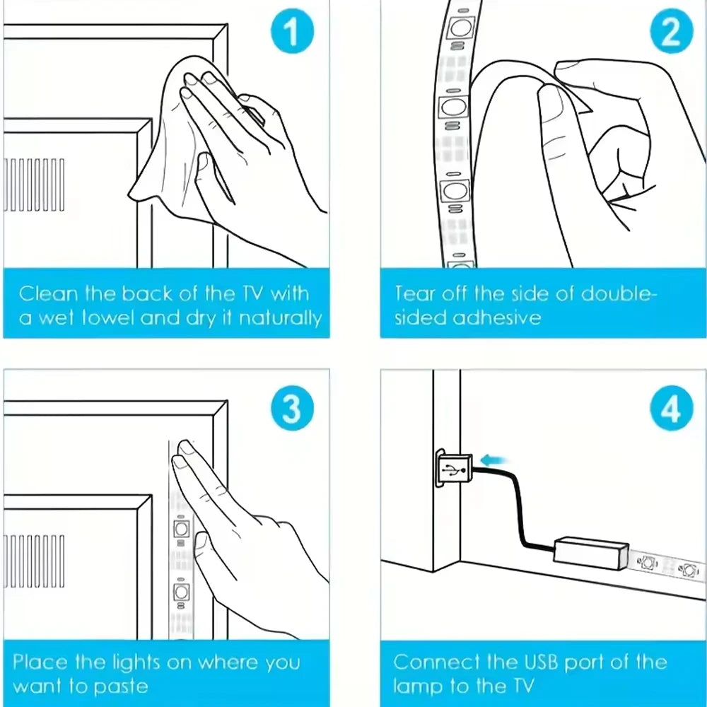 Led Strip Lights Bluetooth Control RGB LED Lights for TV USB 5V Led Tape for TV Backlight Room Party Decoration Party Wedding